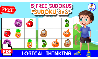5 WORKSHEETS OF SUDOKU | Fruit and Vegetables Themed