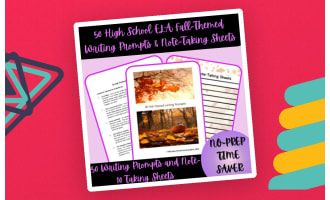 50 High School ELA Fall-Themed Writing Prompts & Note-Taking Sheets