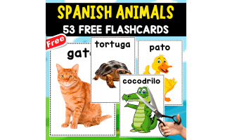 53 FREE FLASHCARDS OF SPANISH ANIMALS | IMAGE+WORD