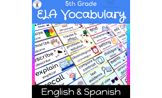 Bilingual 5th Grade Math Vocabulary Cards by Teach Simple