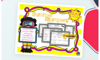 5th Grade Summer Stumpers | End of Year Math Riddles