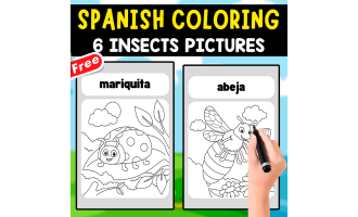 6 SPANISH INSECTS | SPANISH COLORING PAGES