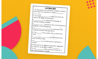 6th Grade Algebra Guided Notes – Algebraic Expressions