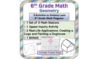 6th Grade Math: Geometry Bundle: 5 Activities: Area, Perimeter, Volume