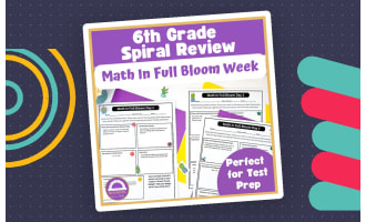 6th Grade Math Spiral Review: Flowers-Themed