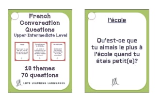 70 Upper Intermediate French Conversation flash cards W/ game instructions