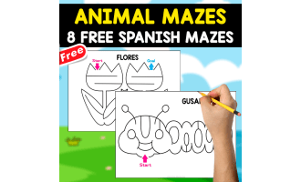 8 FREE ANIMALS MAZES IN SPANISH | FOR SPANISH LEARNERS