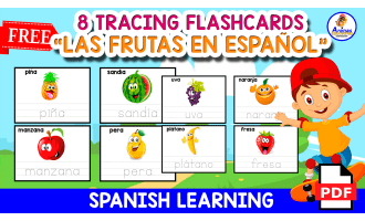 8 FREE FLASHCARDS IN SPANISH | "Las Frutas"