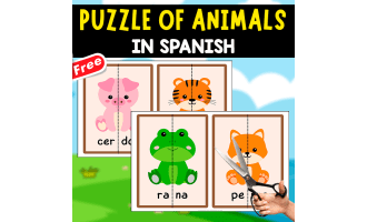 8 FREE PUZZLES OF ANIMALS | IN SPANISH | CUT-OUT RESOURCE