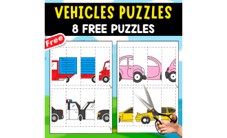 8 FREE PUZZLES OF VEHICLES | CUT-OUT RESOURCE