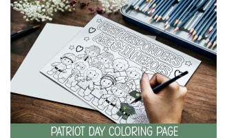9-11 Coloring Activity, First Responder Craft, Patriot Day Artwork