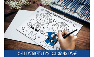 9-11 Crafts for Kids, First Responder Coloring Activity, Patriot Day