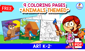 9 FREE COLORING WORKSHEETS | Animals Themed