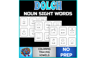 95 Dolch Noun Sight Words Coloring, Fill in the Blanks & Tracing