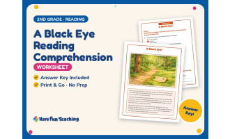 A Black Eye Reading Comprehension Worksheet – 2nd Grade Practice