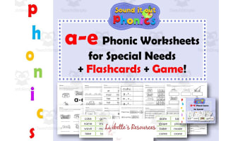 a-e Phonic Worksheets for Special Needs Plus GAME
