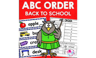 ABC ORDER WORKSHEETS & LITERACY CENTER WITH BACK TO SCHOOL THEME | ALPHABETICAL ORDER