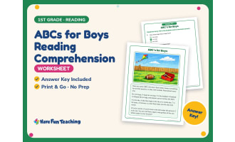 ABCs for Boys Reading Comprehension Worksheet – 1st Grade Practice