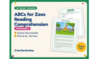 ABCs for Zoos Reading Comprehension Worksheet – 1st Grade Practice