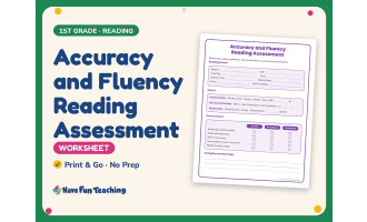 Accuracy and Fluency Reading Assessment Worksheet – 1st Grade Practice