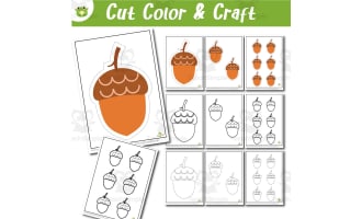 Acorn Template Activity Set | Cutting, Coloring & Tracing for Preschoo