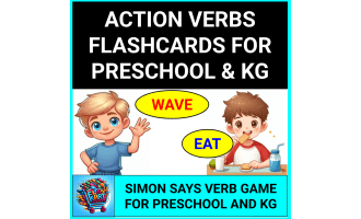 Action Verb Flashcards for Preschool, Kindergarten, Montessori & 1st