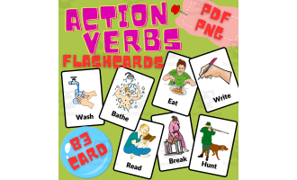 Action Verbs Flashcards in English - ESL Classroom Labels
