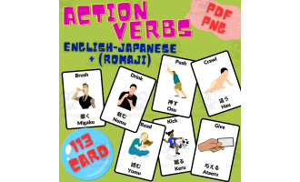 Action Word AAC Flashcards in English, Japanese and Romaji