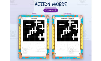 Action Words Crossword Printable | Vocabulary Worksheet