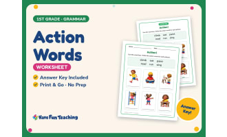 Action Words Worksheet – 1st Grade Vocabulary Practice + Answer Key