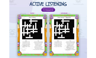 Active Listening Crossword Printable | Vocabulary Worksheet