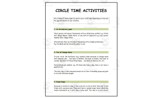 Activities for Circle Time