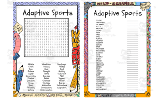 Adaptive Sports word search and word scramble