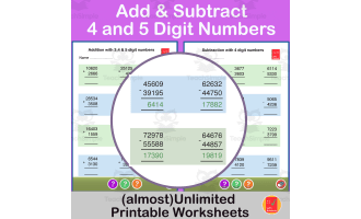 Add & subtract 4 & 5-digit whole numbers with or without regrouping