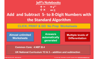 Add and Subtract 5-Digit to 8-Digit Numbers - Standard Algorithm