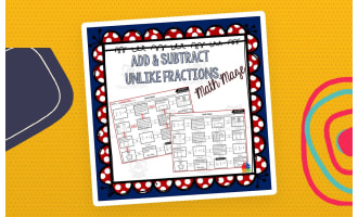Add & Subtract Unlike Fractions Math Maze