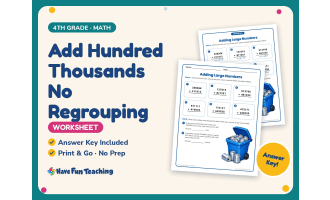 Add Hundred Thousands No Regrouping Worksheet – 4th Grade Addition
