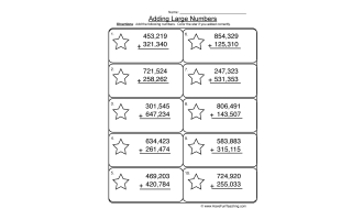 Add Hundred Thousands No Regrouping Worksheet