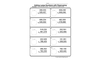 Add Hundred Thousands Regrouping Worksheet