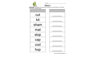 Add Silent E Worksheet