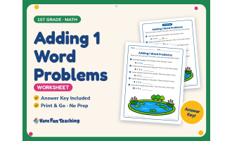 Adding 1 Word Problems Worksheet – 1st Grade Addition Practice