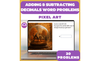 Adding and Subtracting Decimals Word Problems Digital Pixel Art