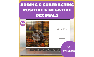 Adding and Subtracting Positive and Negative Decimals Pixel Art