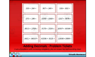 Adding Decimals - Problem Tickets