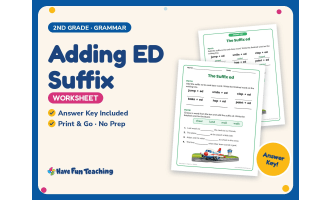 Adding ED Suffix Worksheet – 2nd Grade Suffixes Practice + Answer Key