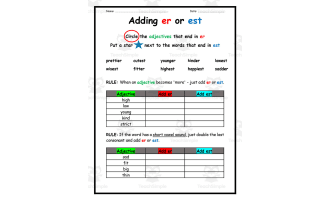 Adding -er or -est Worksheet
