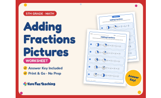 Adding Fractions Pictures Worksheet – 5th Grade Addition Practice