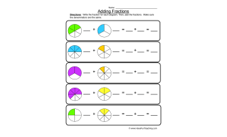 Adding Fractions Pictures Worksheet