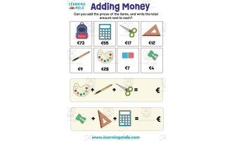 Adding Money Euro Activity