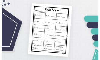 Adding Nine Worksheet